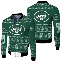 New York Jets Nfl Ugly Sweatshirt Christmas 3d Fleece Bomber Jacket