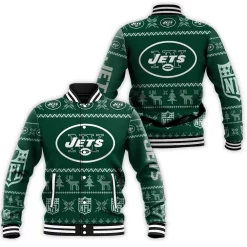 New York Jets Ugly Sweatshirt Christmas 3d Baseball Jacket