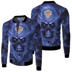 New York Knicks Nba Fans Skull Fleece Bomber Jacket