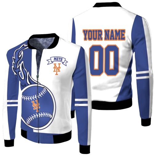 New York Mets 3d Personalized Fleece Bomber Jacket