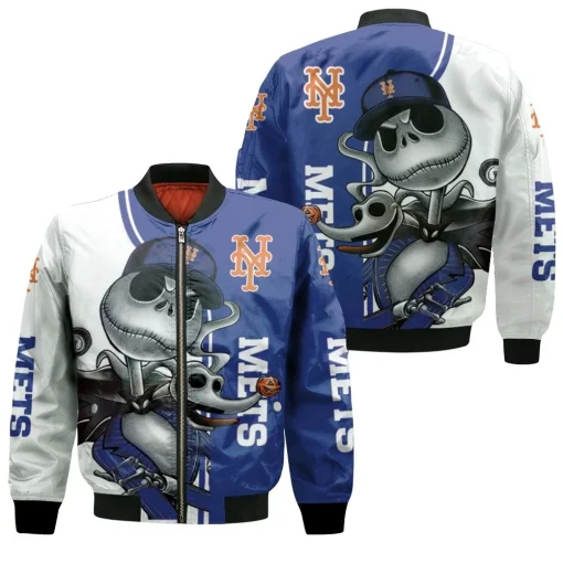 New York Mets Jack Skellington And Zero Bomber Jacket