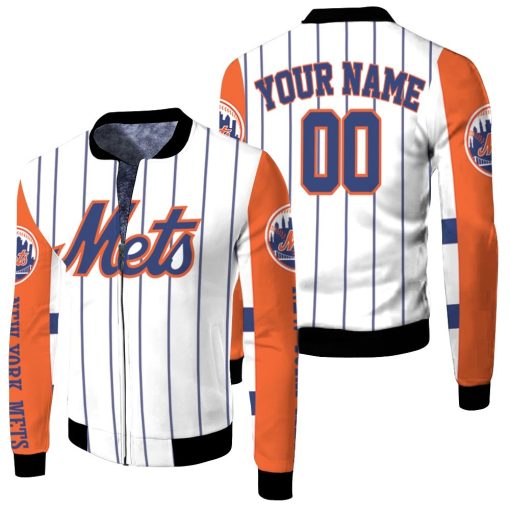 New York Mets Jersey Inspired Personalized Fleece Bomber Jacket