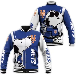 New York Mets Snoopy Lover 3d Printed Baseball Jacket