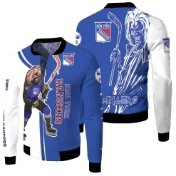 New York Rangers And Zombie For Fans Fleece Bomber Jacket