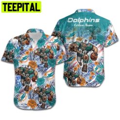 NFL Miami Dolphins America Flag Custom Name Hawaiian Shirt