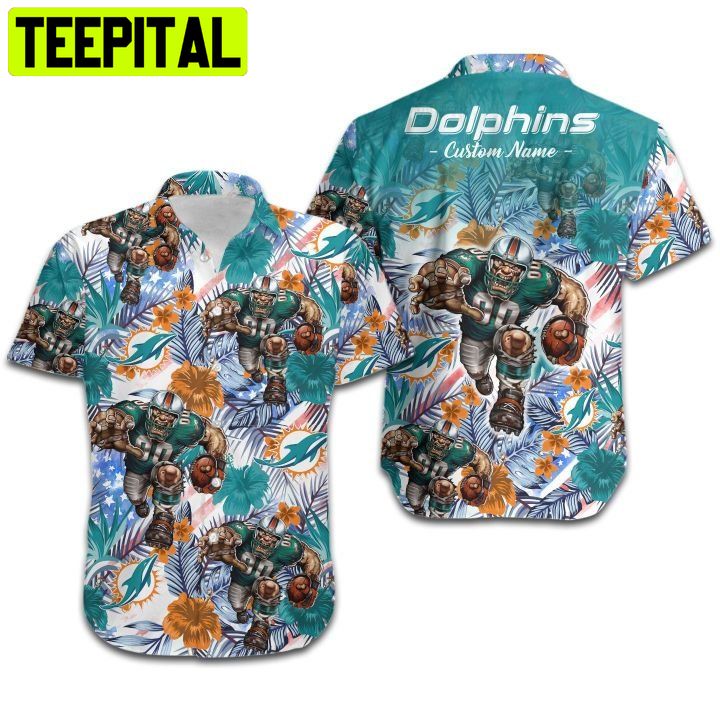 Miami Dolphins NFL Flag US Background Hawaiian Shirt For Men And Women -  YesItCustom