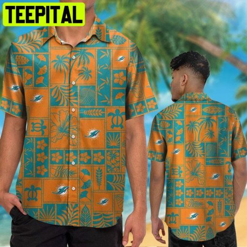 NFL Miami Dolphins Button Up Tropical Aloha 1 Hawaiian Shirt