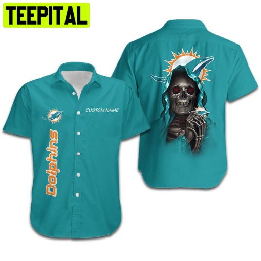 NFL Miami Dolphins Football Team Custom Name All Over Printed 3d Hawaiian Shirt