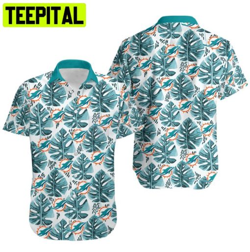 NFL Miami Dolphins Leaf And Logo Hawaiian Shirt