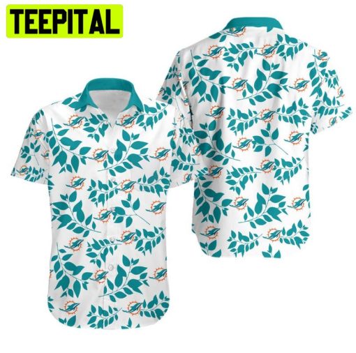 NFL Miami Dolphins Leaves Summer Hawaiian Shirt