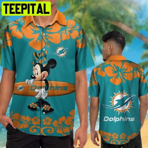 NFL Miami Dolphins Minnie Mouse Tropical Aloha Hawaiian Shirt