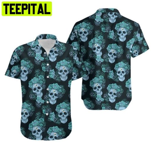 NFL Miami Dolphins Mystery Skull And Flower Hawaiian Shirt