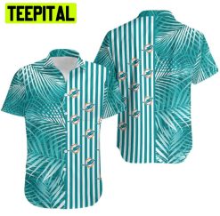 NFL Miami Dolphins  Palm Leaves and Stripes Summer Hawaiian Shirt