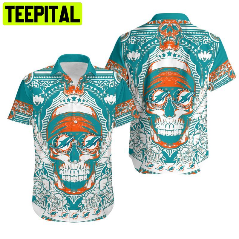 Miami Dolphins Skull Hawaiian Shirt