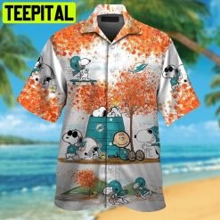 NFL Miami Dolphins Snoopy Autumn Button Up Tropical Aloha Hawaiian Shirt