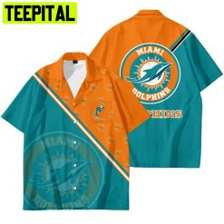 NFL Miami Dolphins Summer Mens Casual Short Sleeve Button Down Hawaiian Shirt