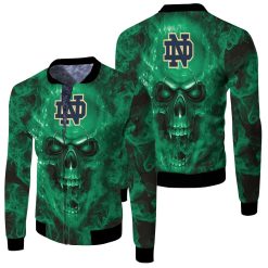 Notre Dame Fighting Irish Ncaa Fans Skull Fleece Bomber Jacket