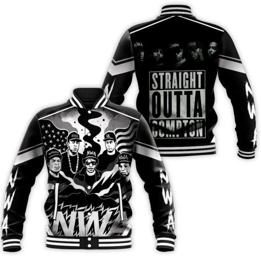 N.W.A. Group Members Black And White Graffiti Style Baseball Jacket