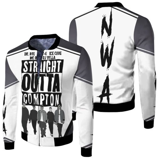 N.W.A Straight Outta Compton Black And White Fleece Bomber Jacket