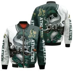 Oakland Athletics Jack Skellington And Zero Bomber Jacket