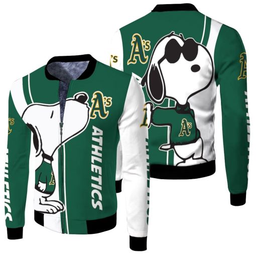 Oakland Athletics Snoopy Lover 3d Printed Fleece Bomber Jacket