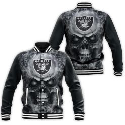 Oakland Raiders 3d Skull Jersey Baseball Jacket