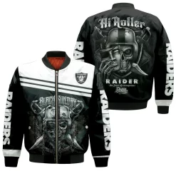 Oakland Raiders Black Sunday Skull 3d Jersey Bomber Jacket