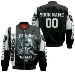 Oakland Raiders Hi Roller Skull Personalized Bomber Jacket