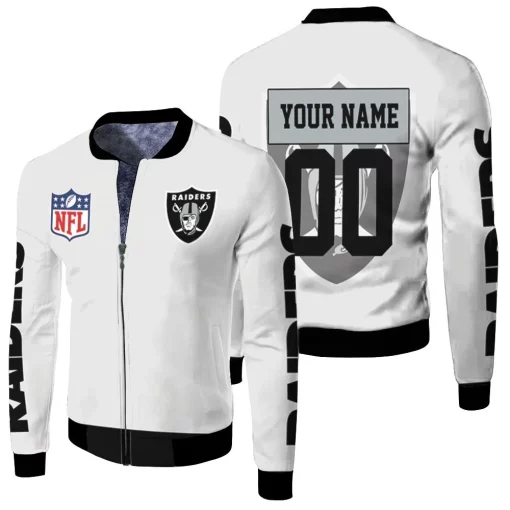 Oakland Raiders Nfl 3d Personalized Fleece Bomber Jacket