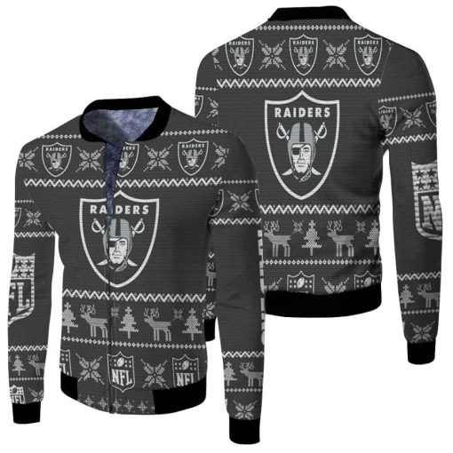 Oakland Raiders Nfl Ugly Christmas 3d Jersey Fleece Bomber Jacket