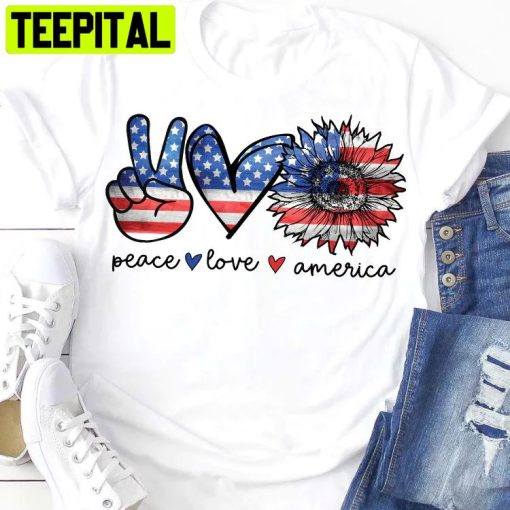 Peace Love America 4th Of July Trending Unisex Shirt