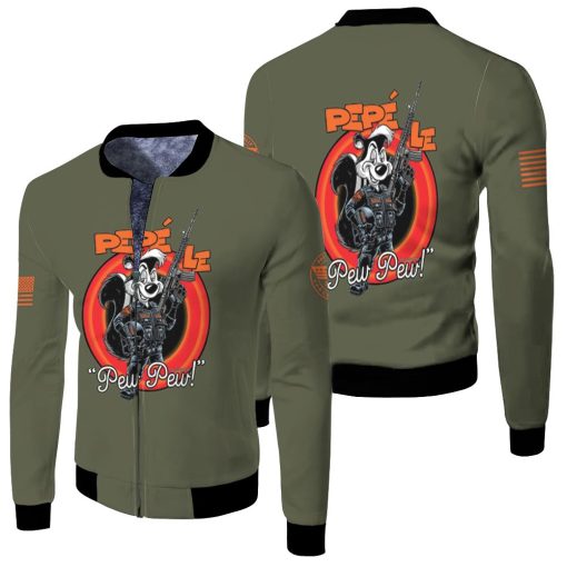 Pepe Le Pew Pew Pew For Lovers 3d Jersey Fleece Bomber Jacket