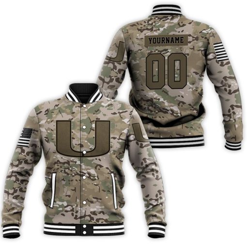 Personalized Hurricanes Camo Pattern 3d Baseball Jacket