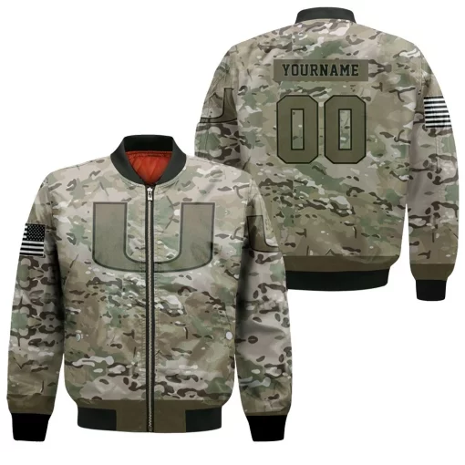 Personalized Hurricanes Camo Pattern 3d Bomber Jacket