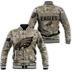 Philadelphia Eagles Camouflage Veteran 1 Personalized Baseball Jacket