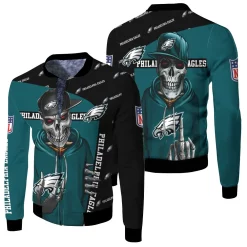 Philadelphia Eagles Hip Hop Skull 3d Jersey Fleece Bomber Jacket