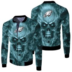 Philadelphia Eagles Nfl Fans Skull Fleece Bomber Jacket