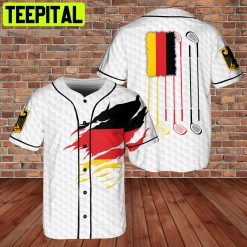 Playing Golf Germany Flag and Logo 3D Custom Name BaseBall Jersey S# 1