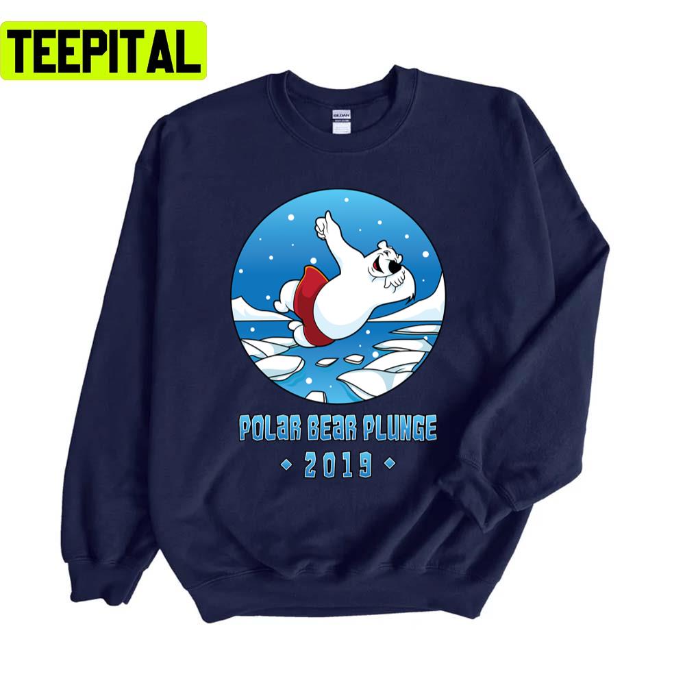 Plunge Winter Swimming Polar Bear Trending Funny Illustration Unisex Sweatshirt