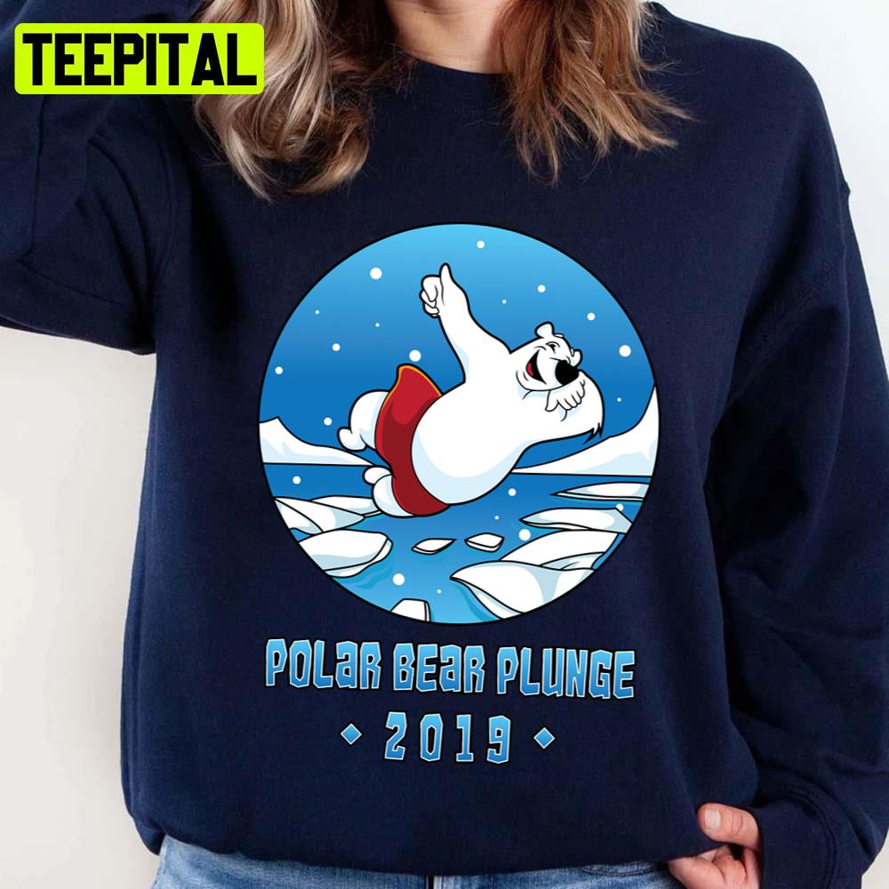 Plunge Winter Swimming Polar Bear Trending Funny Illustration Unisex Sweatshirt