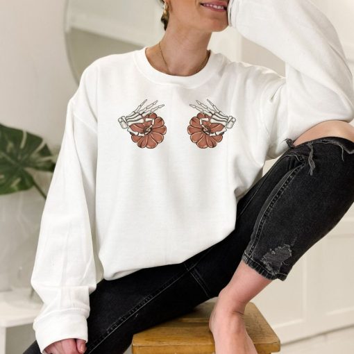 Pumpkin Boob Skeleton Hand Halloween Sweatshirt