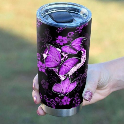 Purple Butterfly Stainless Steel Cup