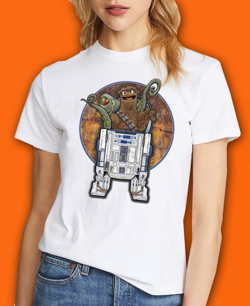 R2d2 And Oscar The Grouch Star Wars Sesame Street Mash Up Death Star Garbage Compactor Scene Unisex T-Shirt