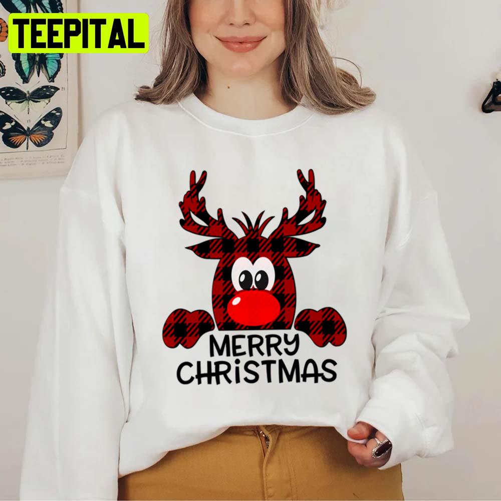 Reindeerbuffalo Plaid Merry Christmas Unisex Sweatshirt