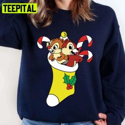 Retro Cartoon Chip And Dale In Christmas Mood Unisex Sweatshirt