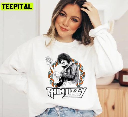 Retro Gary Moore White Art Phil Lynott Thin Lizzy Vintage Premium Unisex Sweatshirt