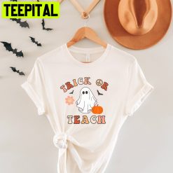 Retro Ghost Halloween Trick Or Teach Trending Unisex Shirt