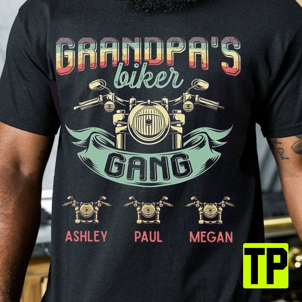 Retro Grandpa Biker Gang Personalized American Motorcycle Grandpa Unisex Shirt