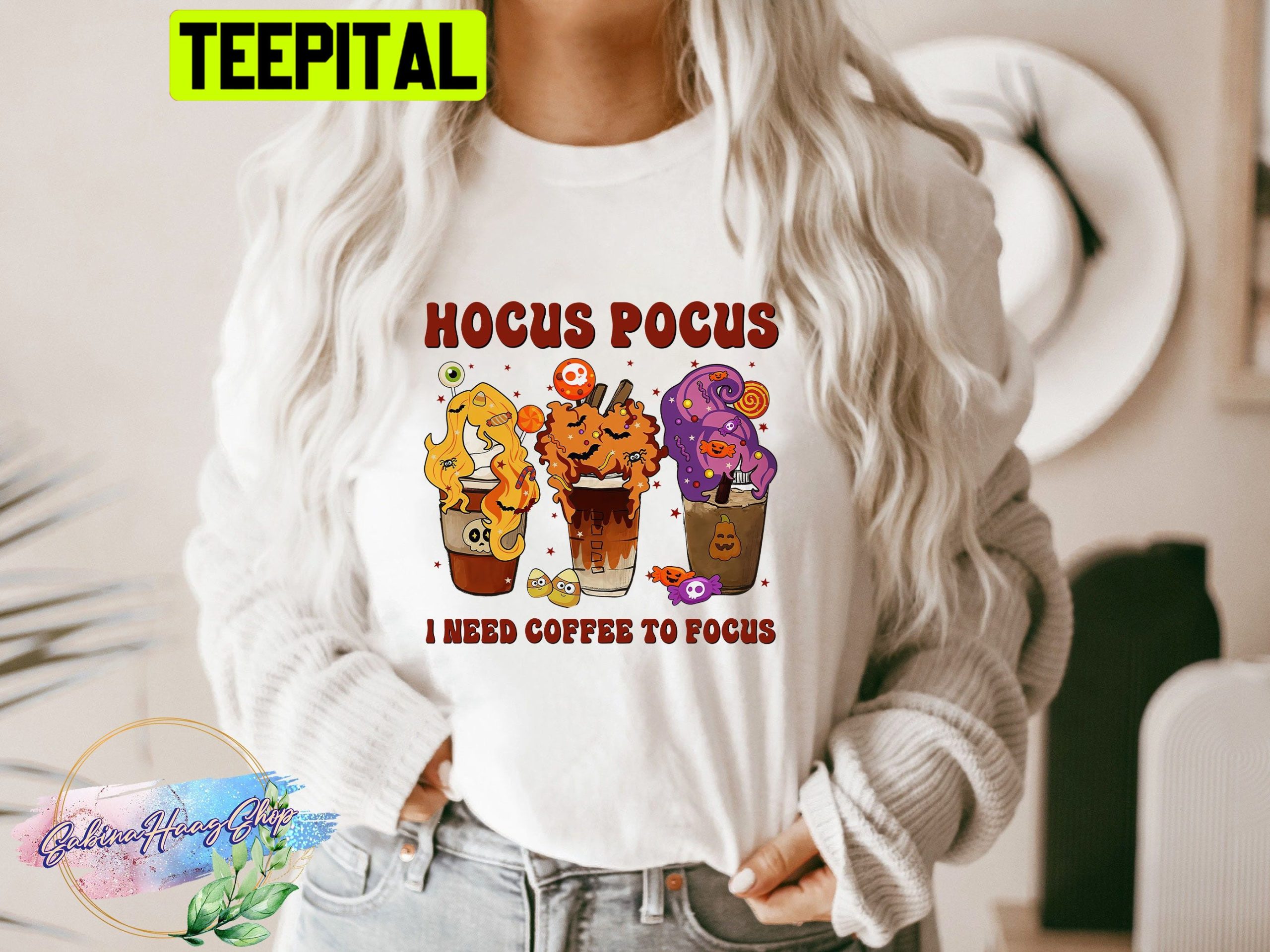 Retro Hocus Pocus I Need Coffee To Focus HalloweenTrending Unisex Shirt