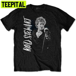 Rod Stewart Mic Stand Pose Blood Red Roses Trending Unisex Shirt